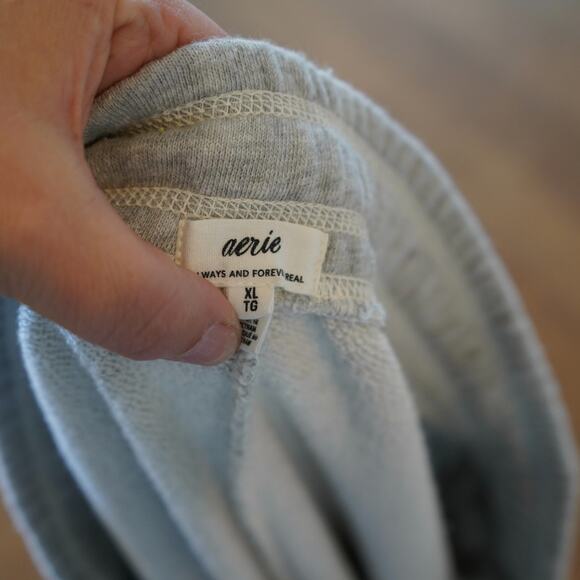 Aerie Sweatpants‎ Mens XL Gray Fleece Lined Tapered Leg Elastic Waist Drawstring - Picture 10 of 10